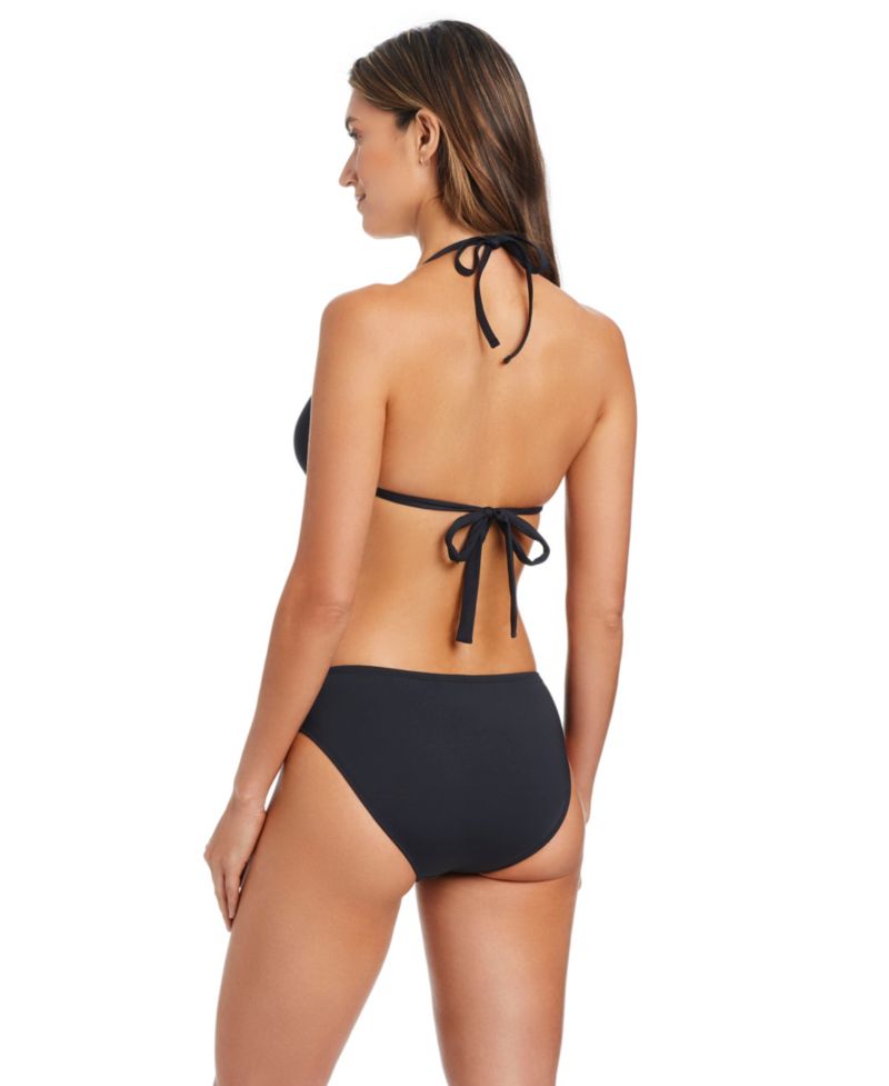 Women's V-Neck Eyelet Bikini Top and Eyelet Full-Coverage Hipster Swim Bottoms