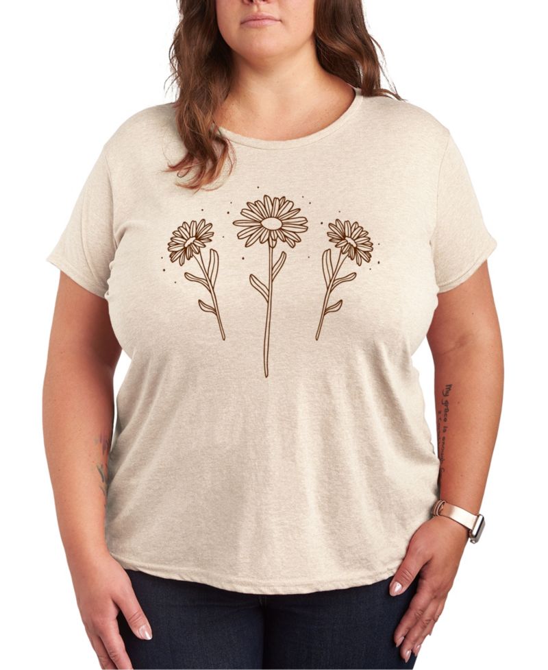Trendy Plus Size Flowers Size Graphic Crew Neck T-Shirt