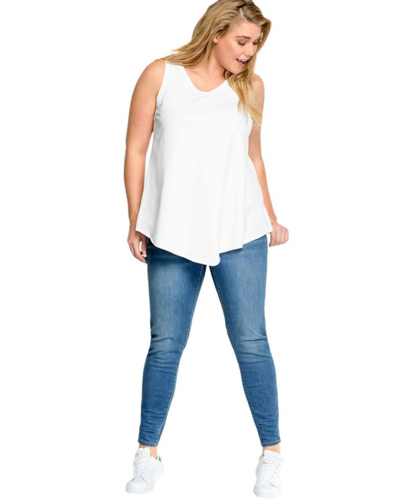 Women's V-Neck Pointed Front A-Line Tank Top
