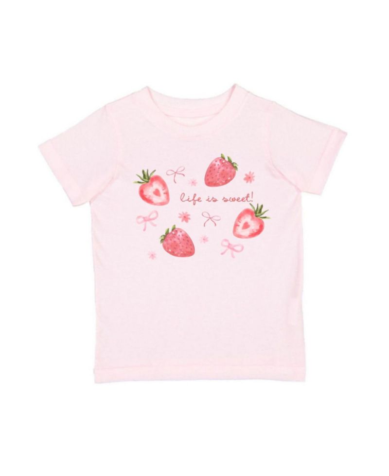 Baby Girls Life Is Sweet Strawberry Short Sleeve T-Shirt