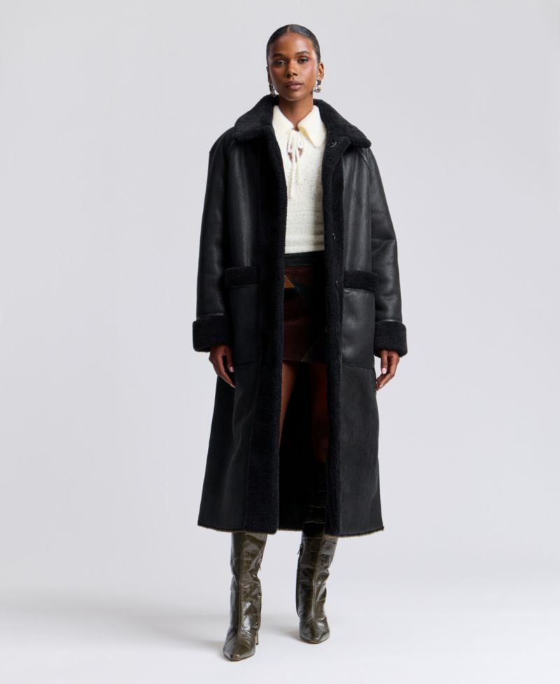 Women's Reversible Faux Shearling Maxi Coat