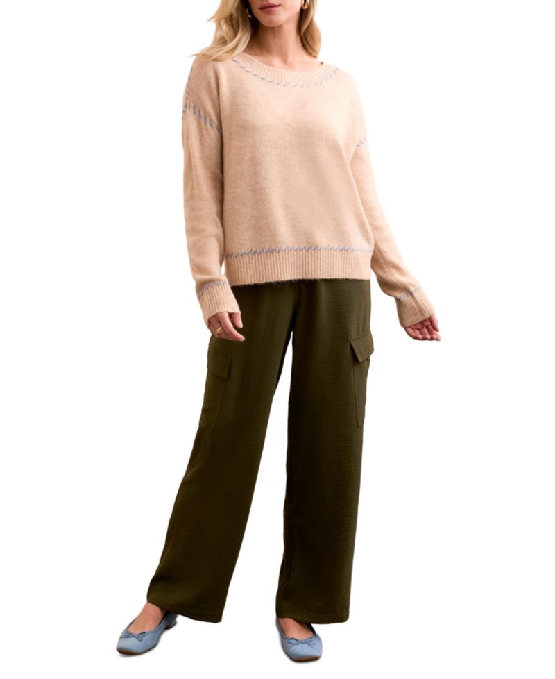Women's Saddle Stitch Crew Neck Sweater
