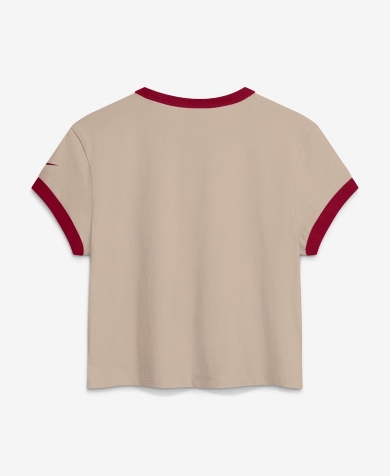 Women's Cream Washington Commanders Rewind Ringer Mod Cropped T-Shirt