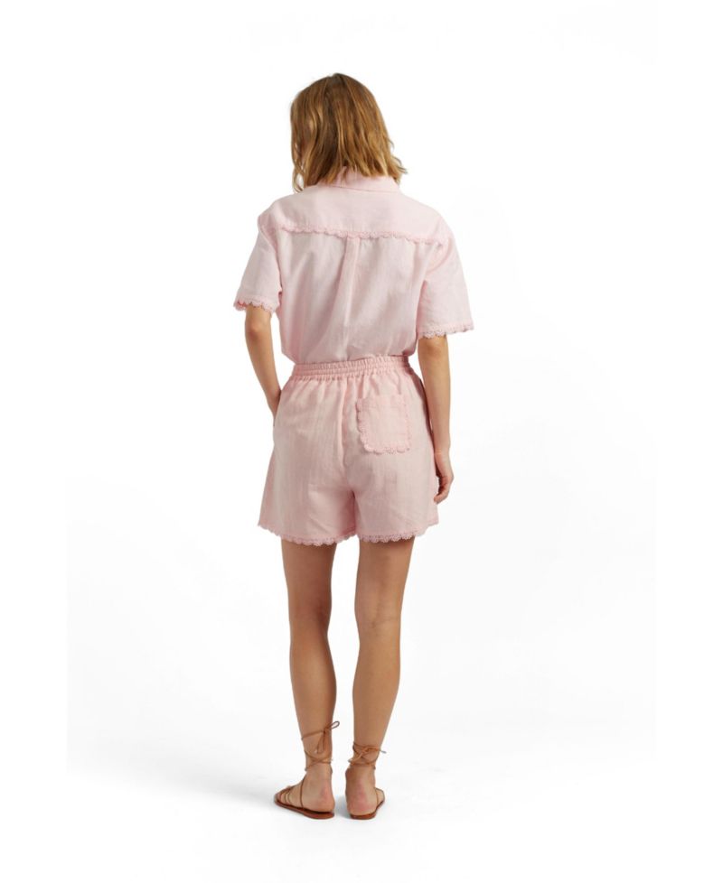 Women's Chinti and Parker Sienna Linen-Blend Scallop Edge Shorts