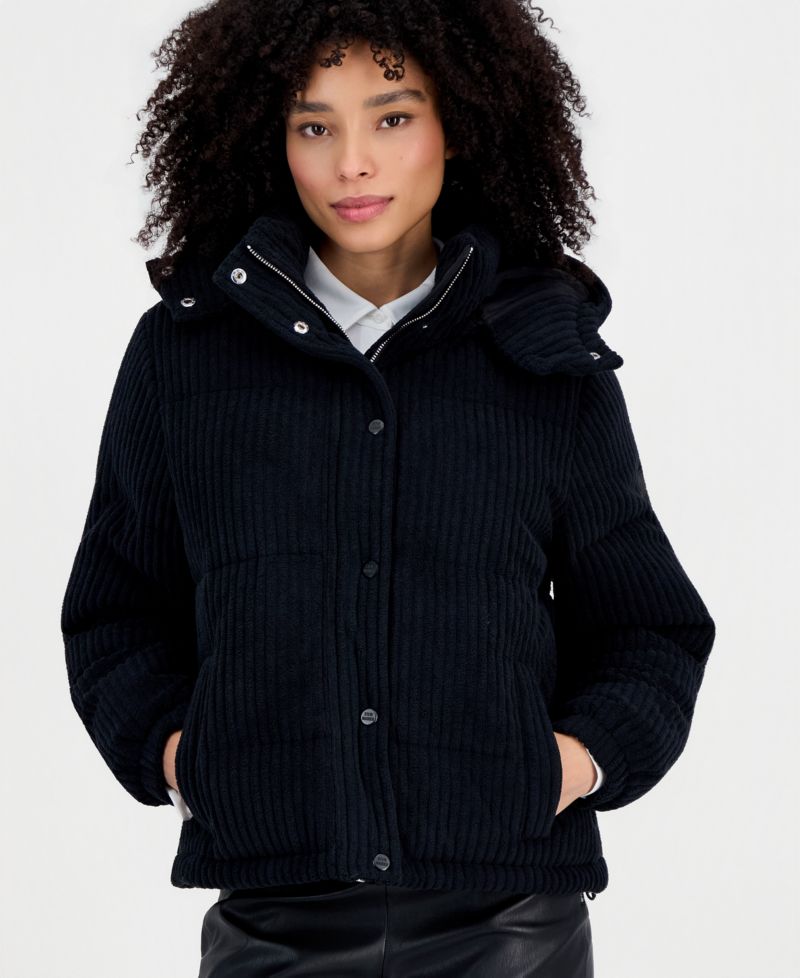 Women's Hooded Corduroy Puffer Coat