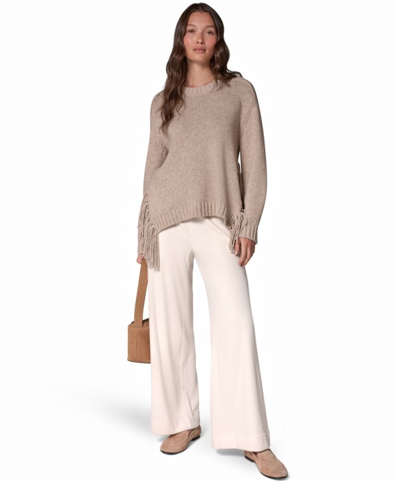 Women's Crewneck Long-Sleeve Fringe Sweater