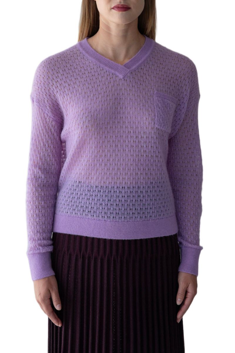 Women's Lacey Pointelle Pullover Sweater