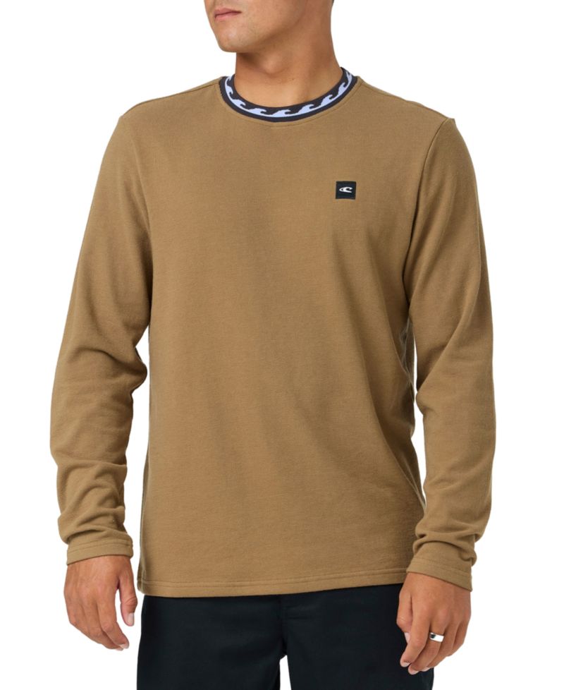 Men's Wave Cult Bennett Long-Sleeve Crewneck Jacquard Wave-Pattern T-Shirt