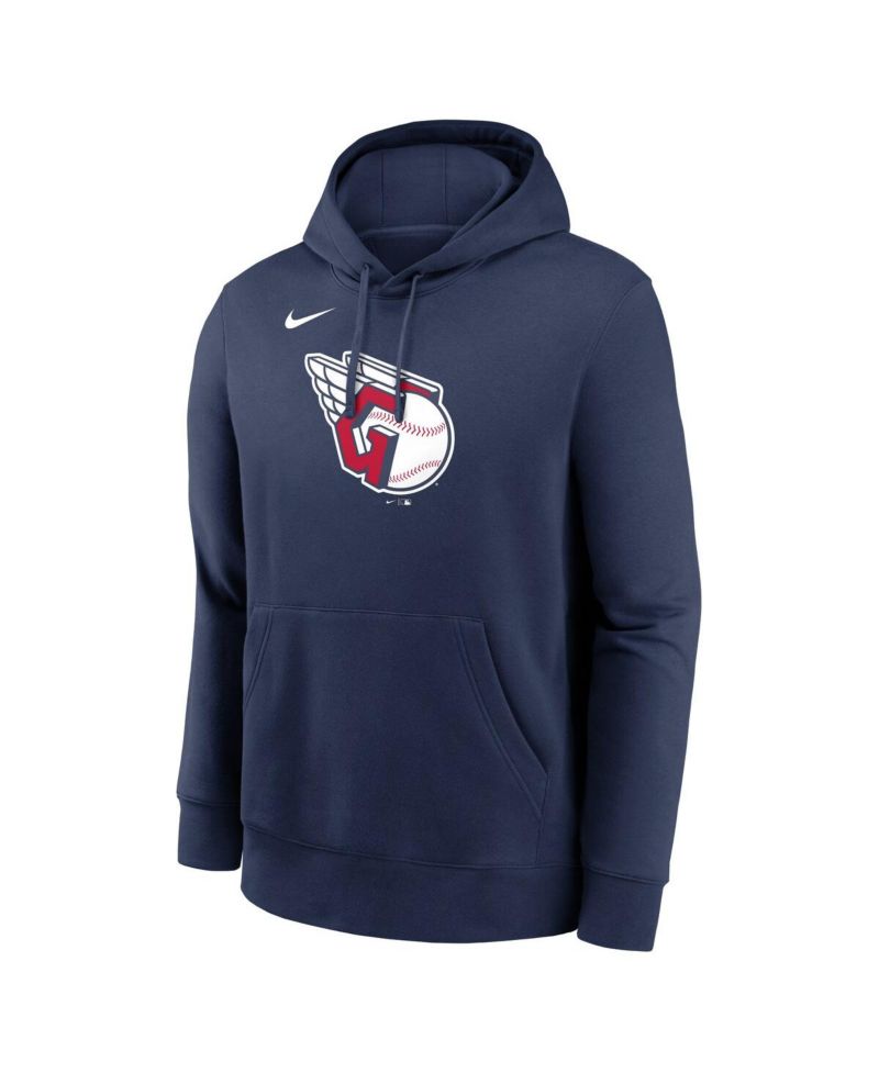 Men's Navy Cleveland Guardians Logo Club Fleece Pullover Hoodie