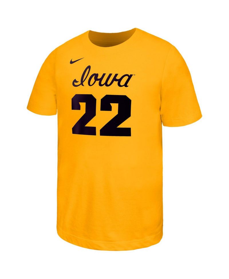 Big Boys and Girls Caitlin Clark Gold Iowa Hawkeyes Retired Player Name & Number Core T-Shirt