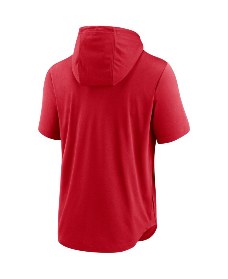 Men's Red Washington Nationals Logo Lockup Performance Short-Sleeved Pullover Hoodie