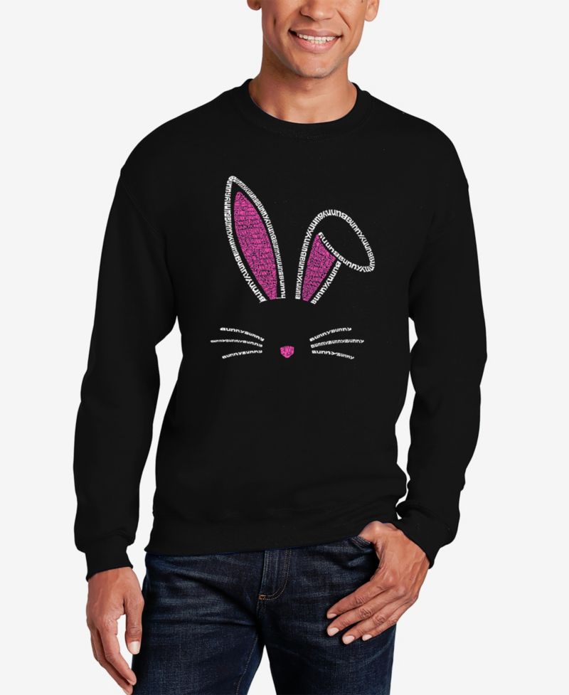 Men's Word Art Crewneck Bunny Ears Sweatshirt