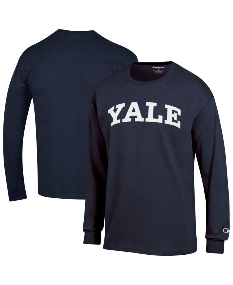 Men's Navy Yale Bulldogs Basic Arch Long Sleeve T-Shirt