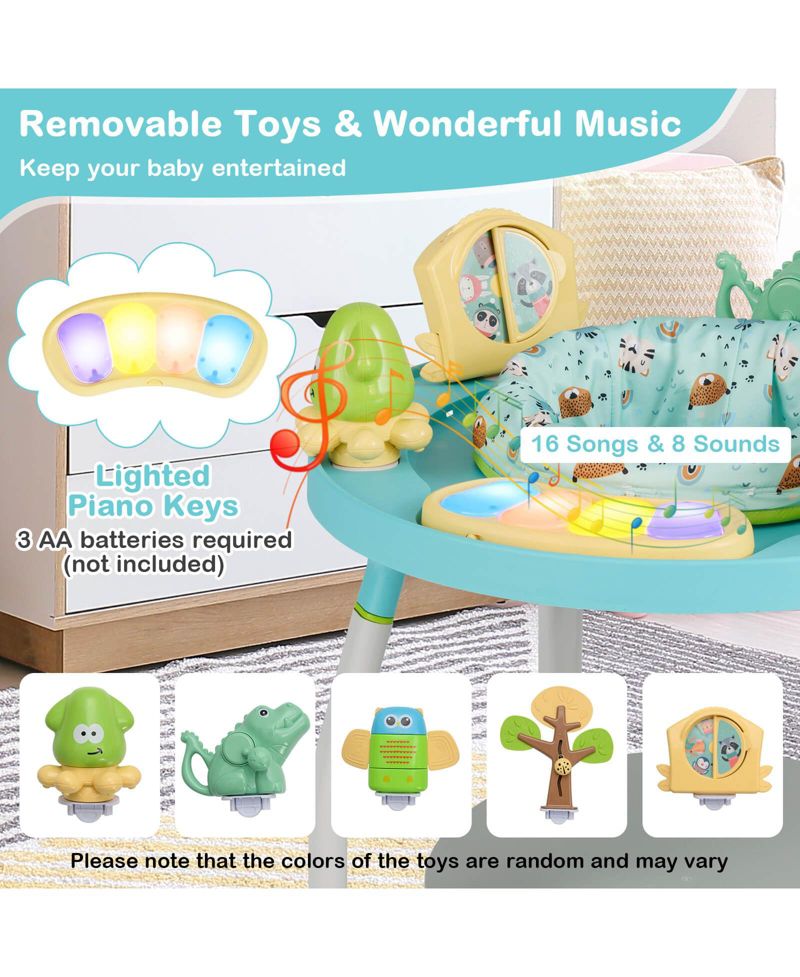 5-in-1 Baby Activity Center with Rotating Seat Removable Toys Lights