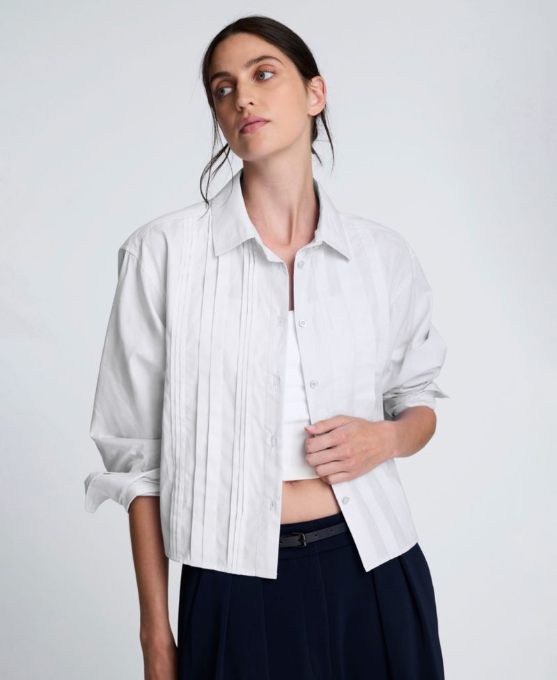 Women's Cropped Tuxedo Style Button Down