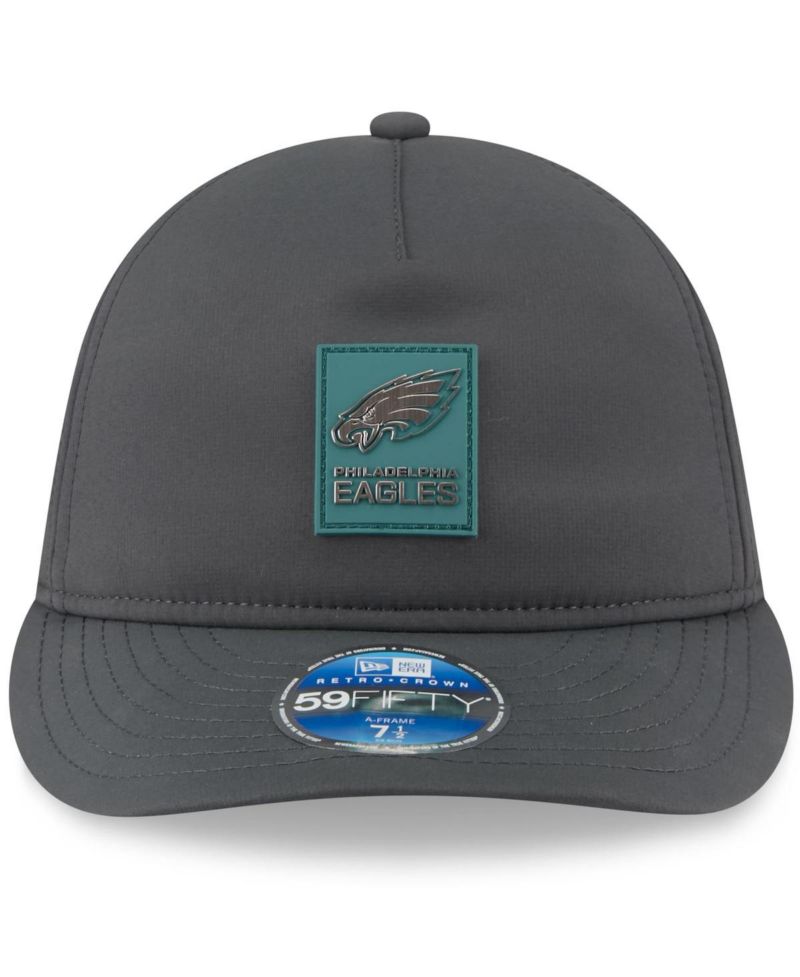 Men's Charcoal Philadelphia Eagles 2025 Sideline Cold Weather Retro Crown 59FIFTY Fitted Hat