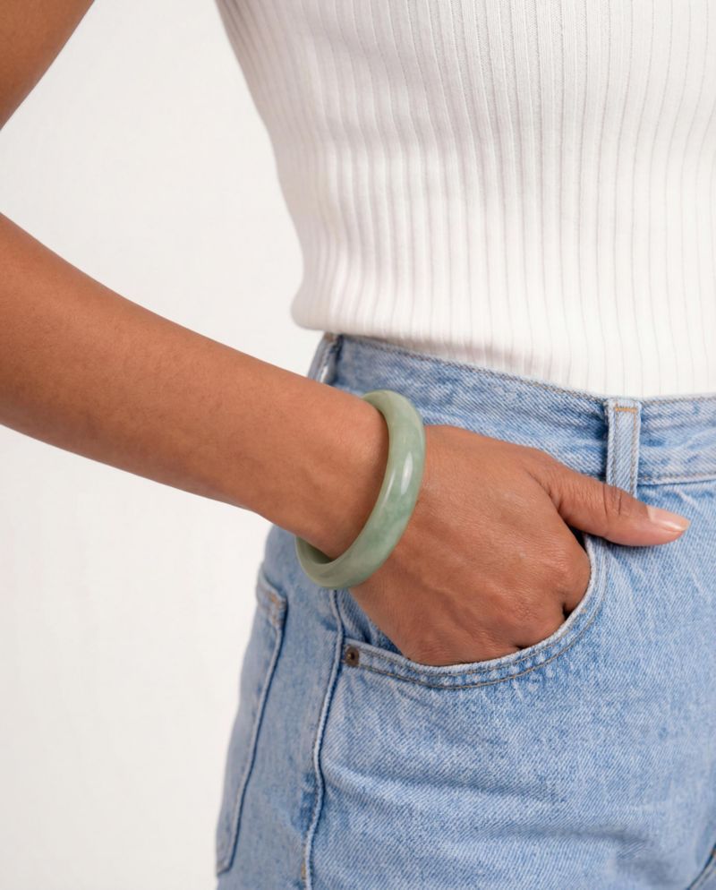Tennis Opaque Jade-Green Gemstone Bangle