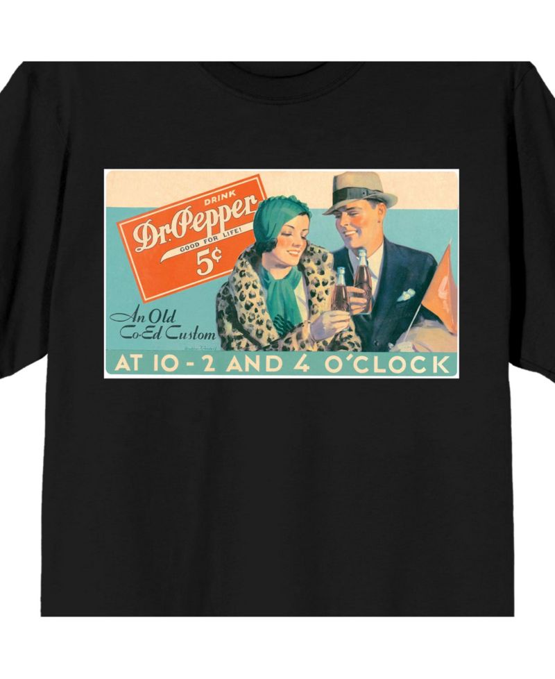 Men's Dr Pepper Vintage Advertisement Black Short Sleeve Tee-L