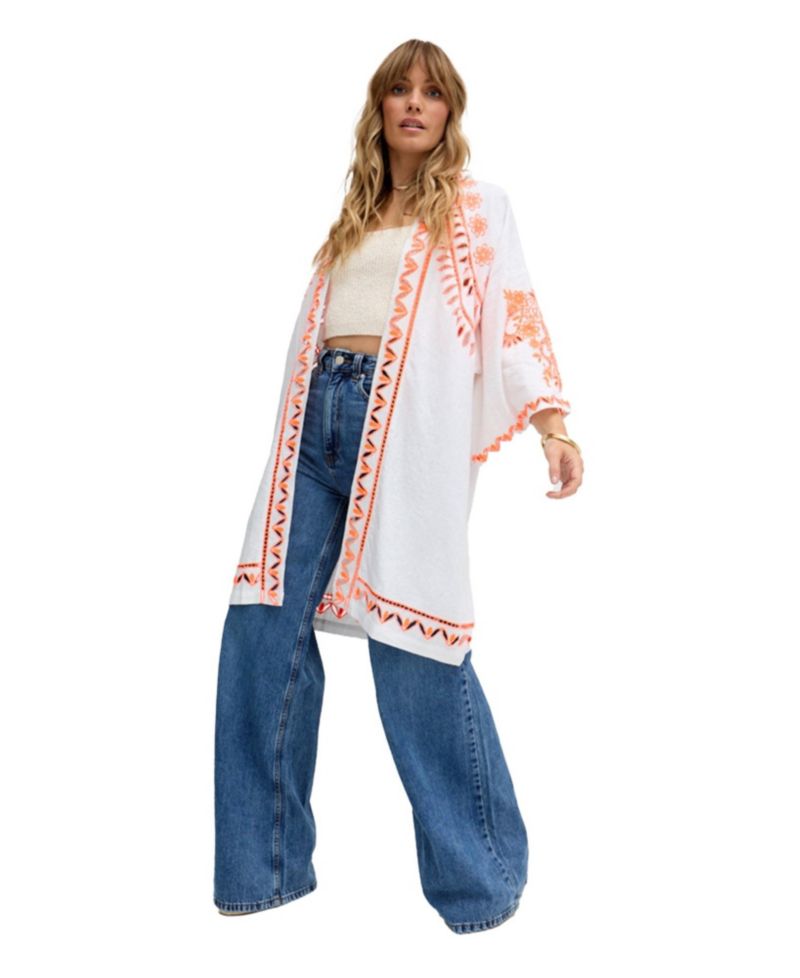 Women's Lupe Edge To Edge Embroidered Kimono