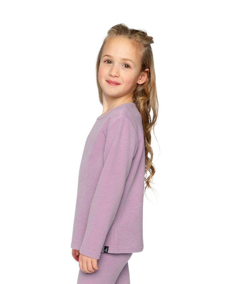 Little and Big Girl 6-14 Brushed Rib Crew Neck Top