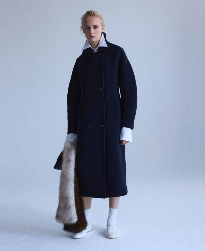 Women's Selection Double-Breasted Wool-Blend Coat