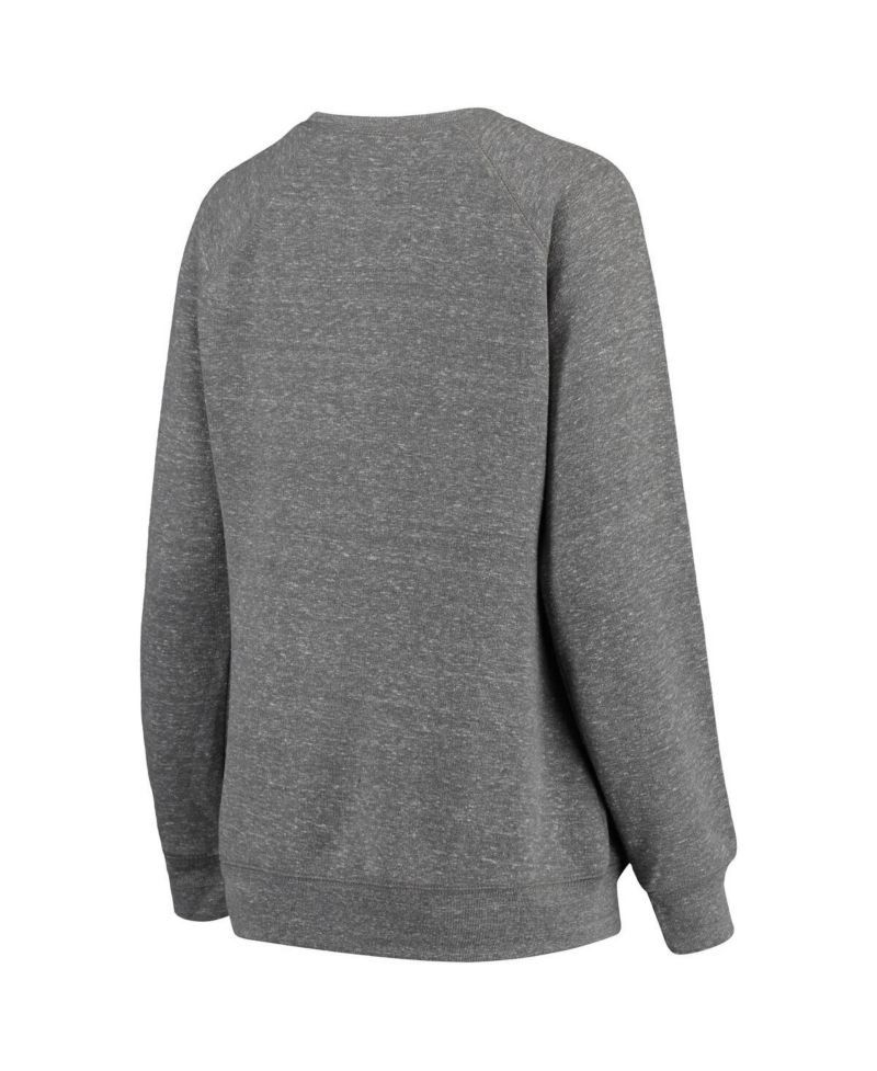 Women's Heathered Gray Oklahoma Sooners Big Team Logo Knobi Fleece Tri-Blend Crew Neck Sweatshirt