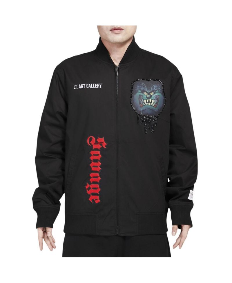 Men's Black Looney Tunes Taz Savage Varsity Full-Zip Jacket