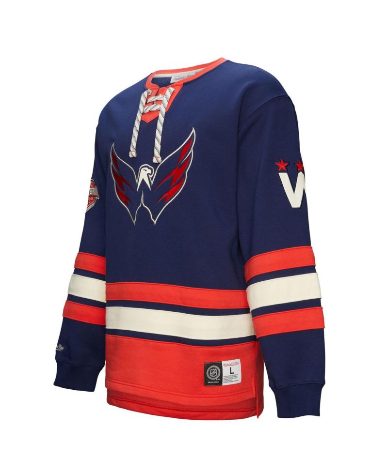 Men's Navy Washington Capitals Heritage Lace-Up Pullover Sweatshirt