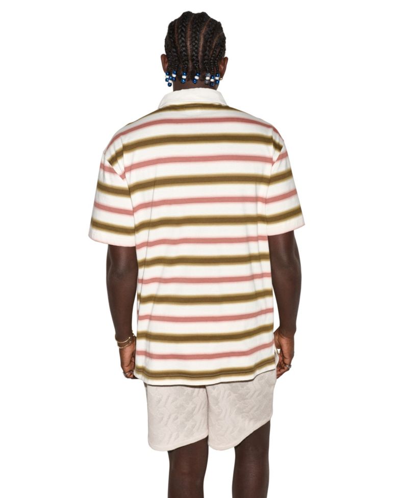 Men's Script Striped Short-Sleeve Polo Shirt