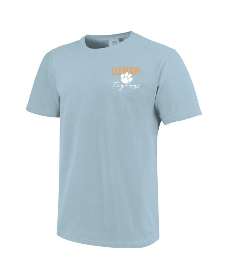 Women's Light Blue Clemson Tigers Americana Mascot Comfort Colors T-Shirt