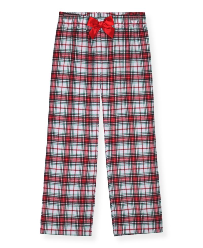 Girls' 5-16 Long-Sleeve Crewneck Plaid Pajama and Scrunchie, 3-Piece Set