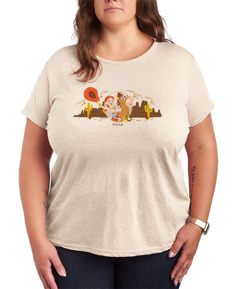 Plus Size Toy Story 5 Jessie Riding Bullseye Western Short-Sleeve Graphic T-Shirt