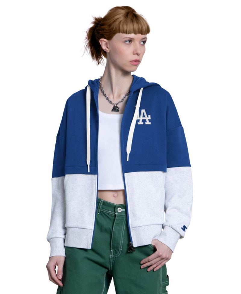 Women's Royal/Heather Gray Los Angeles Dodgers Wishbone Full-Zip Hoodie
