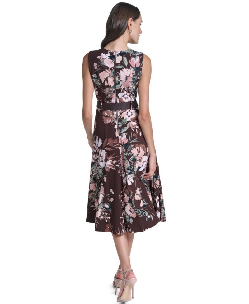 Women's Floral-Print A-Line Midi Dress