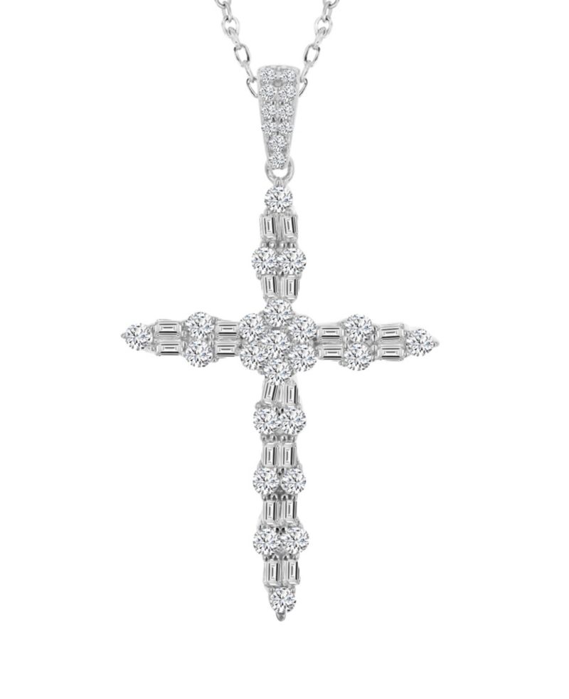 Mixed Cut Cross Pendant Necklace