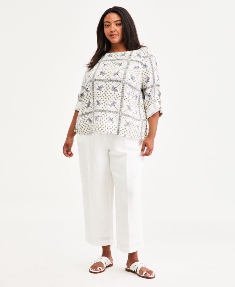 Plus Size 100% Linen D-Ring Top