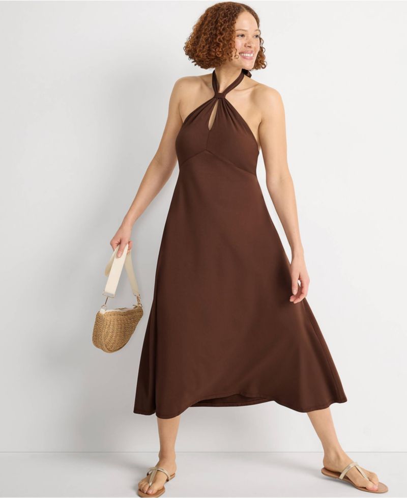 Women's Cotton Modal Halter Midi Dress