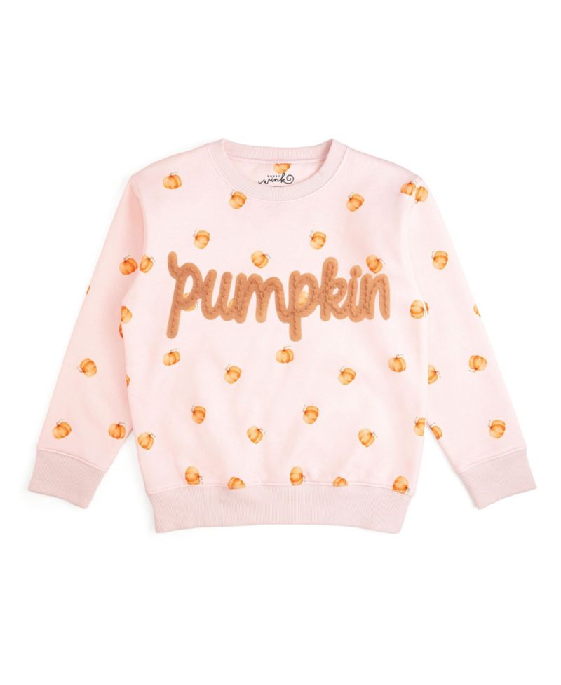 Little Girls (5 - 8) Pumpkin Stitch Patch Sweatshirt
