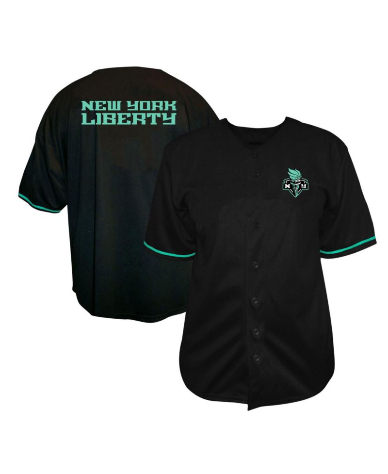 Men's Black New York Liberty Big & Tall Full-Button Fashion Jersey