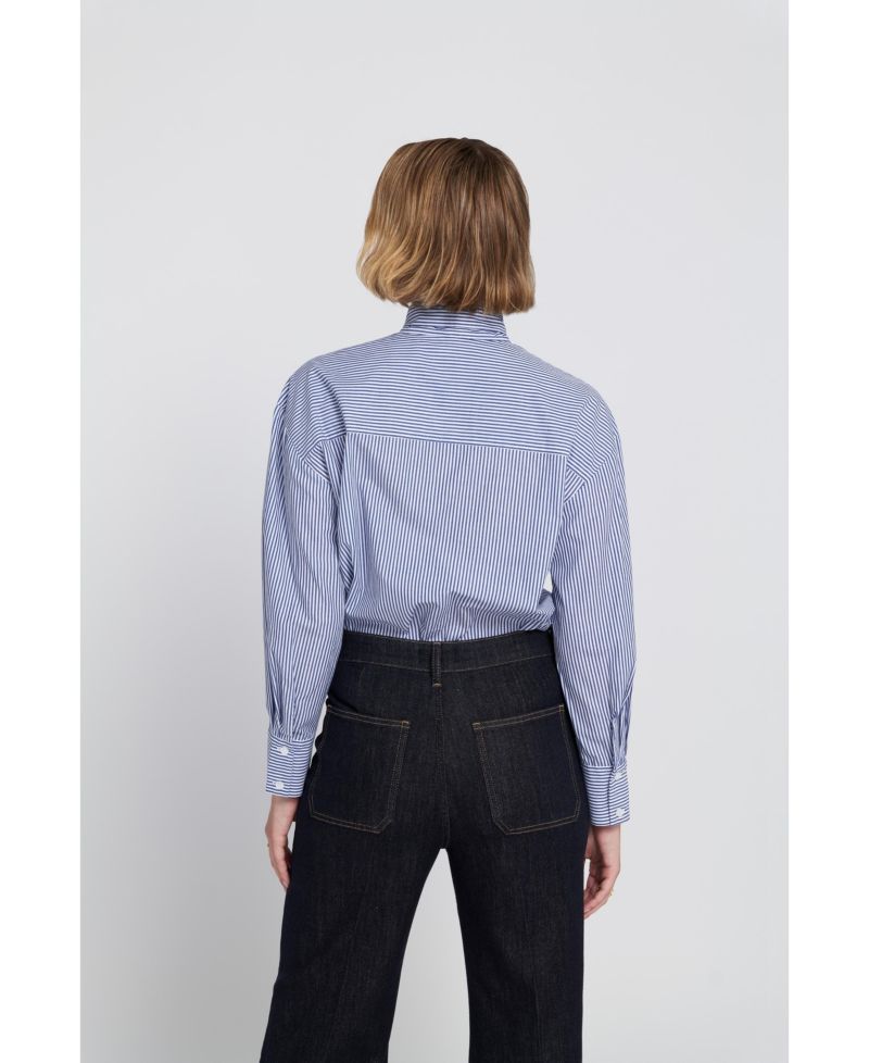 Women's Striped Bow Shirt Blouse Top