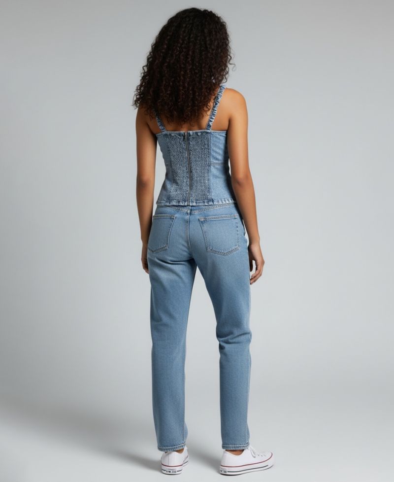 Women's Square Neck Sleeveless Cotton Denim Top