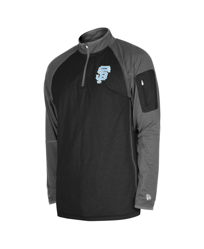 Men's Black San Francisco Giants Father's Day Raglan Quarter-Zip Top