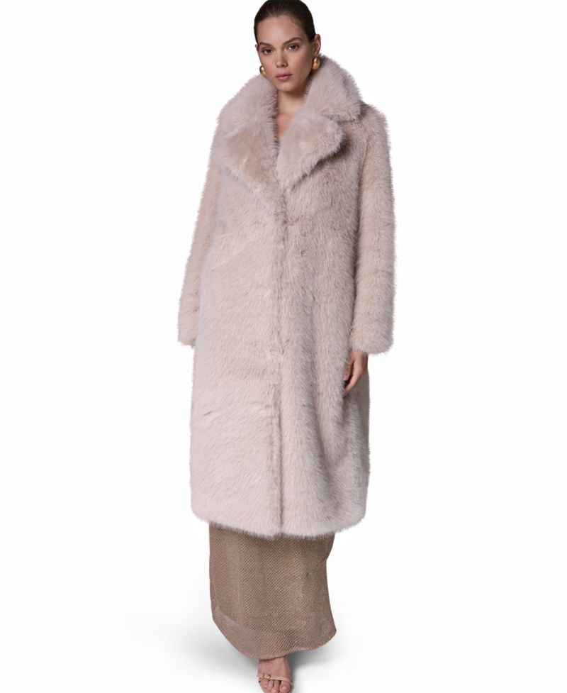 Women's Maxi Collared Faux-Fur Coat