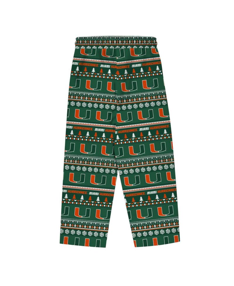 Baby Boys and Girls Green Miami Hurricanes Ugly Sweater & Pajama Set