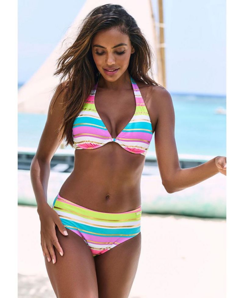 Women's Striped Everyday Comfort Underwire Bikini Top