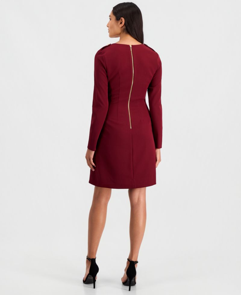 Women's Square-Neck Long-Sleeve A-Line Dress
