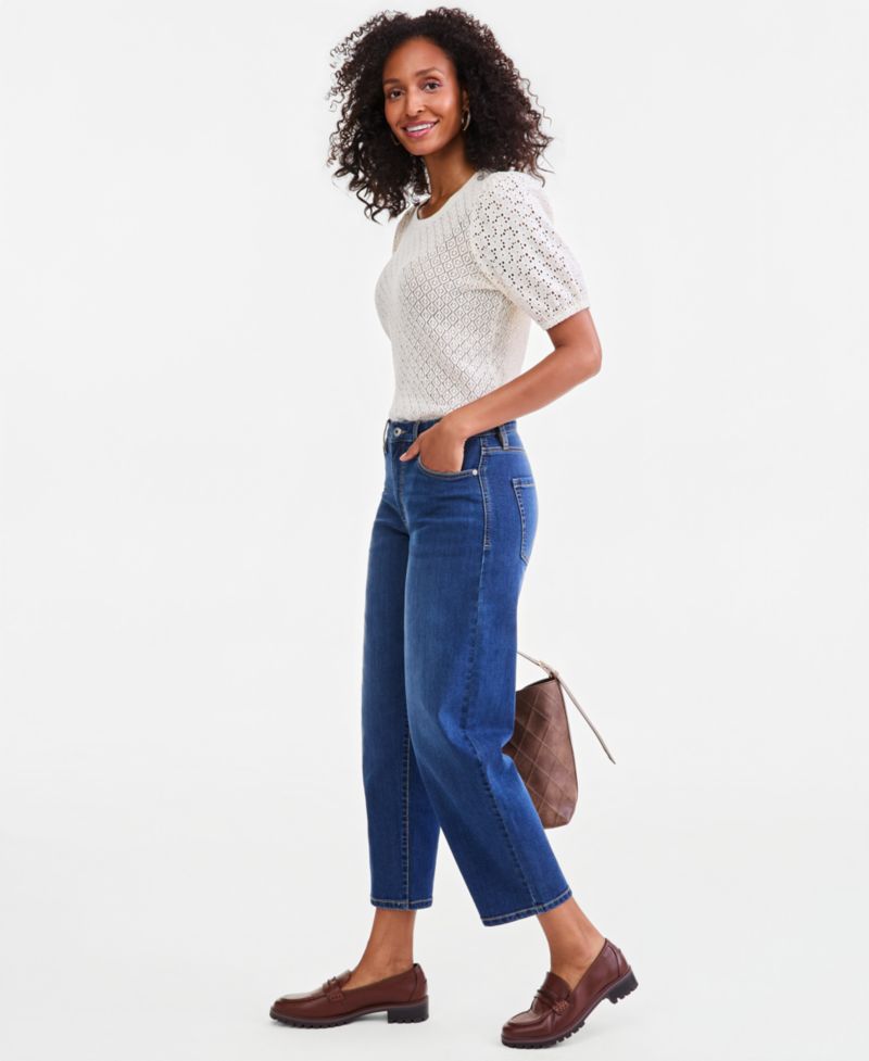 Petite High-Rise Barrel Cotton-Blend Jeans
