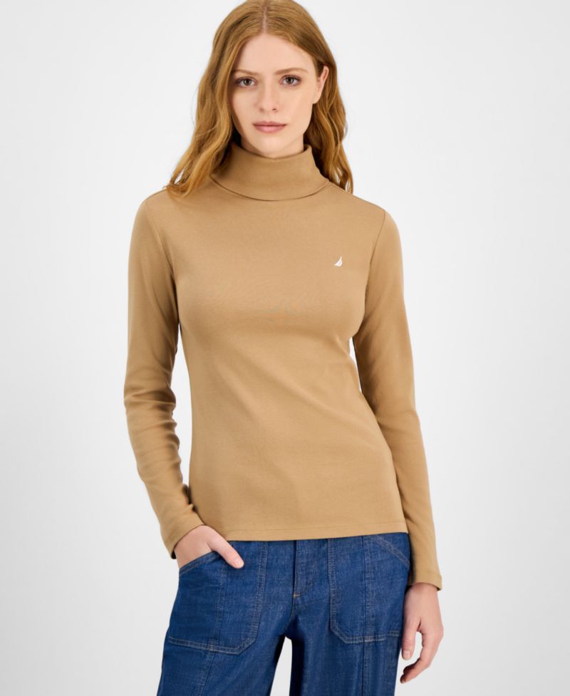 Women's Cotton Turtleneck Long-Sleeve T-Shirt