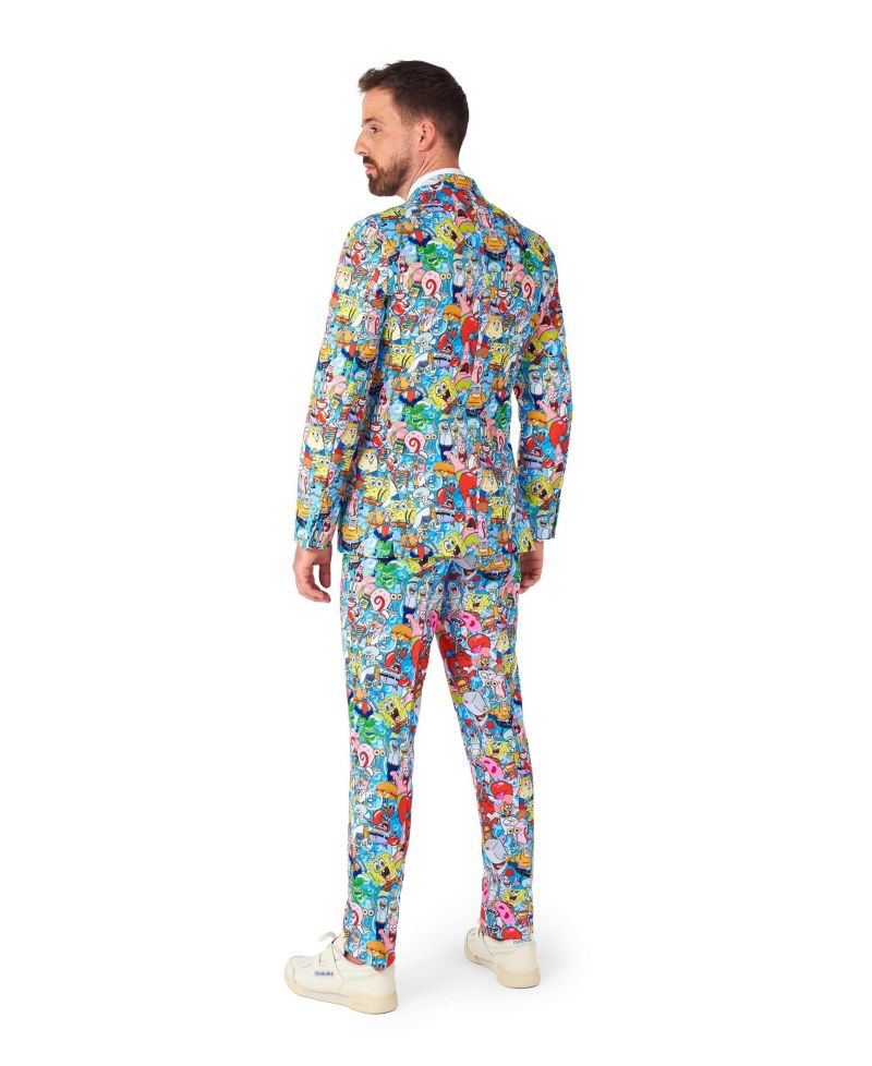 Men's Suit - Official SpongeBob Nickelodeon Clothing - Multicolor - Party Outfit