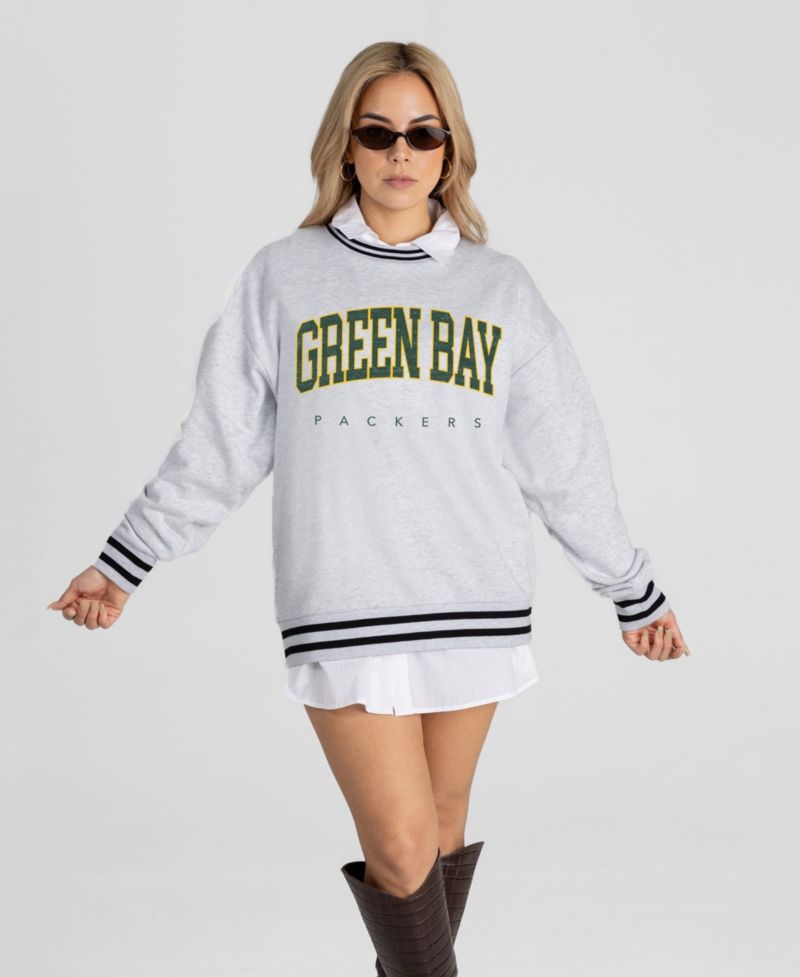 Women's Green Bay Packers Oversized Easy Energy Ringer Stripe Sweatshirt